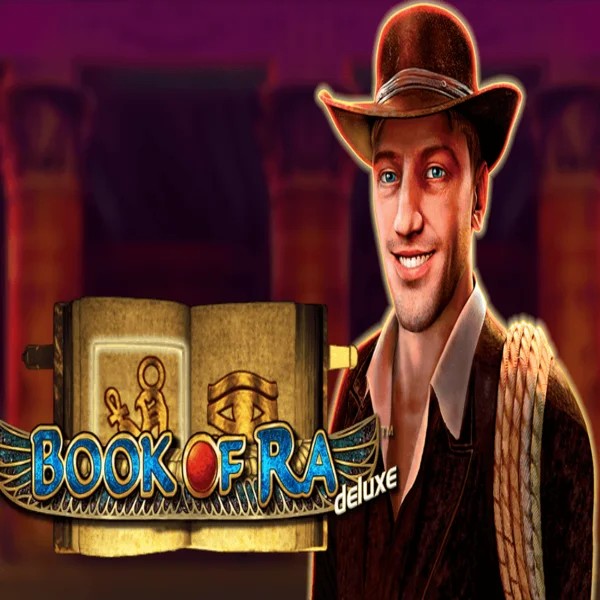 Book of Ra Deluxe online game logo by Novomatic on skinjoker.casino